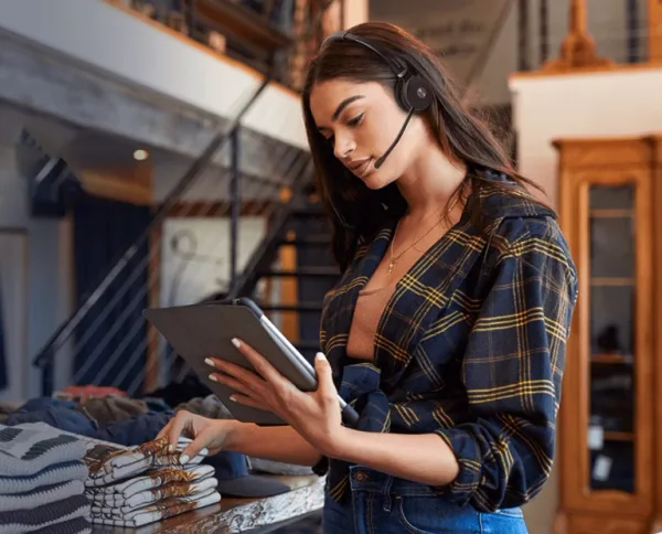 Business user on headset